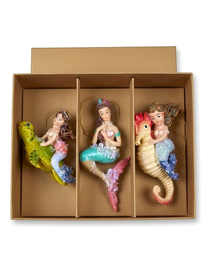 Christabelle 3 Mermaid Christmas Ornaments Assorted Novelty Figures 13cm Hanging Baubles Decoration image 3