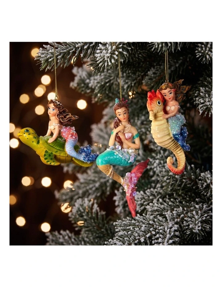 Christabelle 3 Mermaid Christmas Ornaments Assorted Novelty Figures 13cm Hanging Baubles Decoration image 4