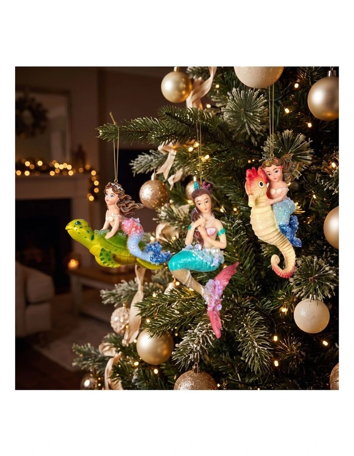 Christabelle 3 Mermaid Christmas Ornaments Assorted Novelty Figures 13cm Hanging Baubles Decoration image 5