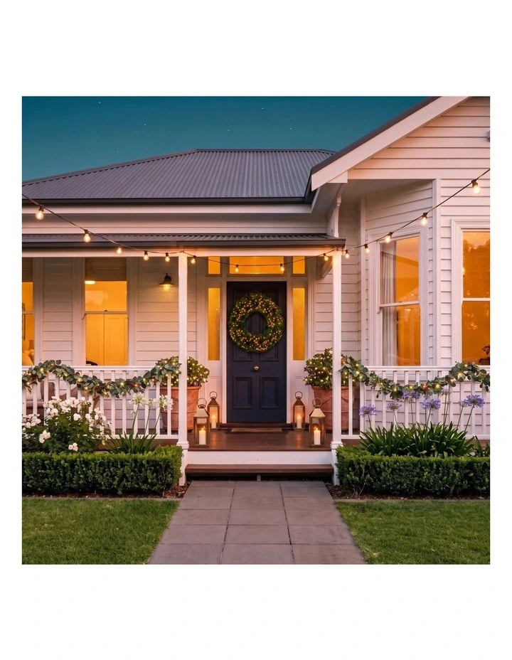Christabelle 1.52m Nordic Pine Christmas Wreath Pre Lit White LED Large Statement Front Door image 7