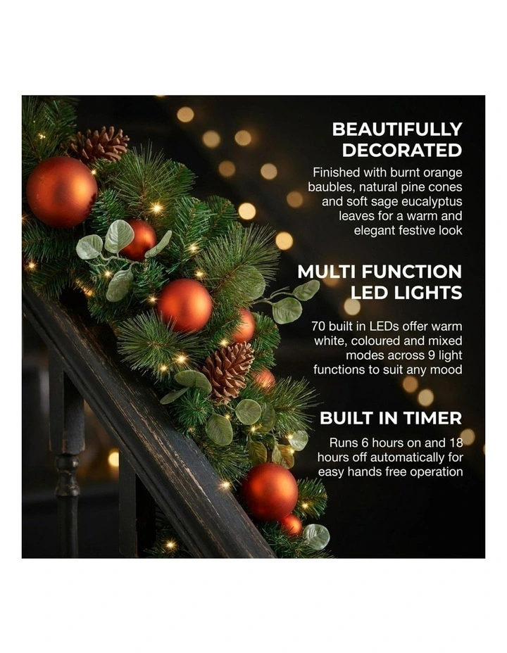 Christabelle 2.74m Sable Fir Christmas Garland Pre Lit Multi Function LED Timer image 5