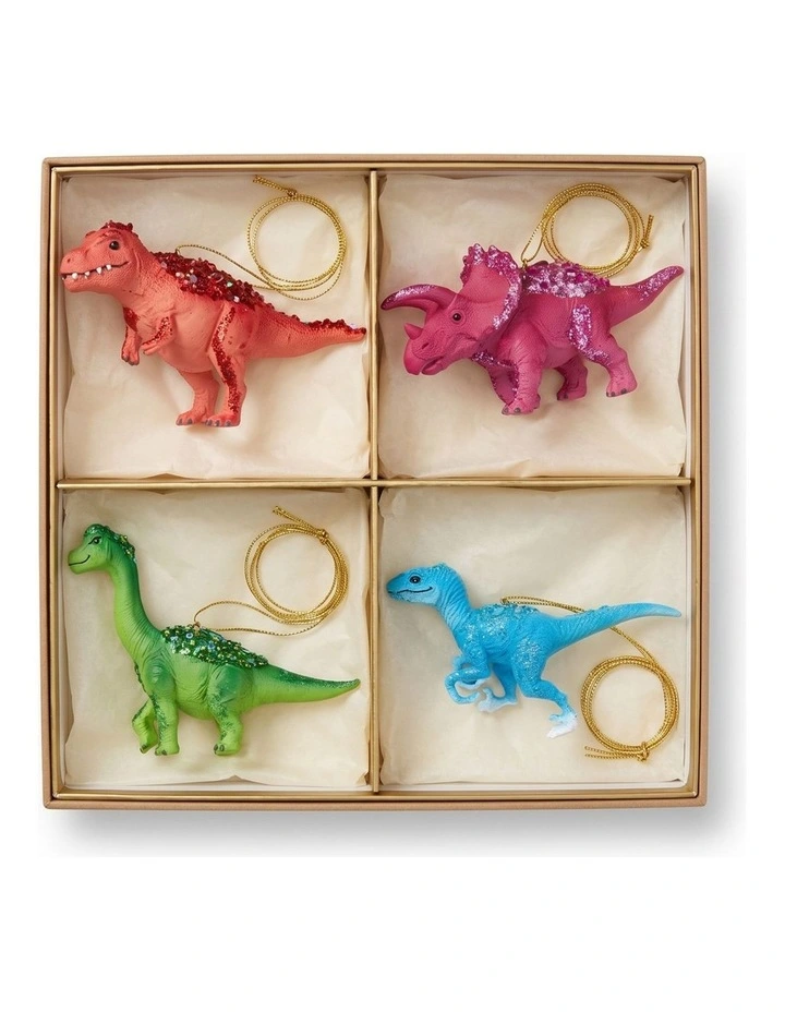 Christabelle 4 Dinosaur Christmas Ornaments Assorted Novelty Figures 15cm Decoration Hanging Baubles image 3