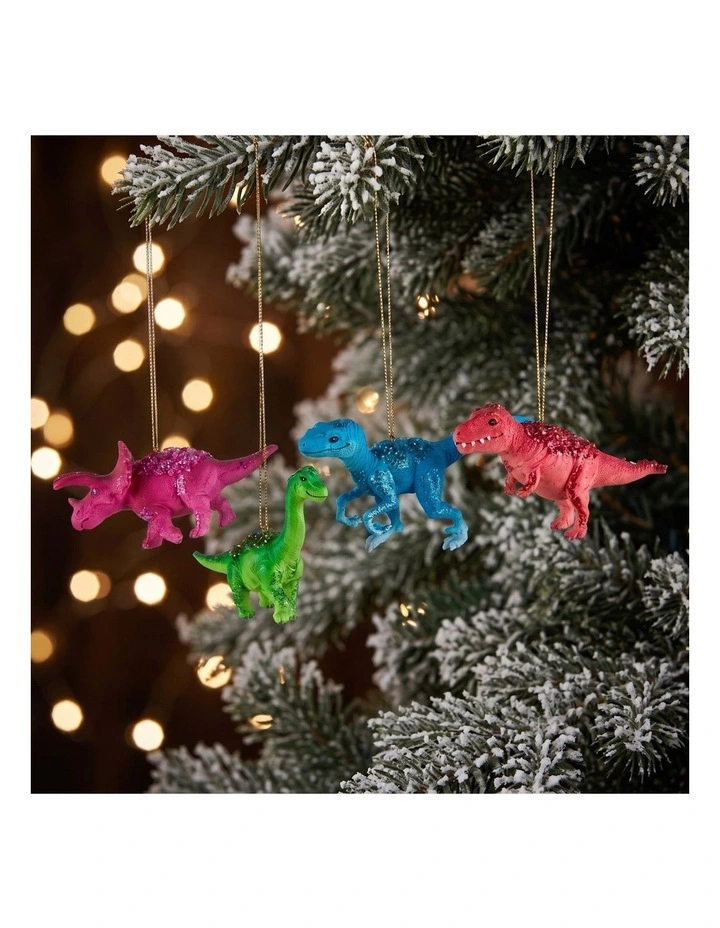 Christabelle 4 Dinosaur Christmas Ornaments Assorted Novelty Figures 15cm Decoration Hanging Baubles image 4