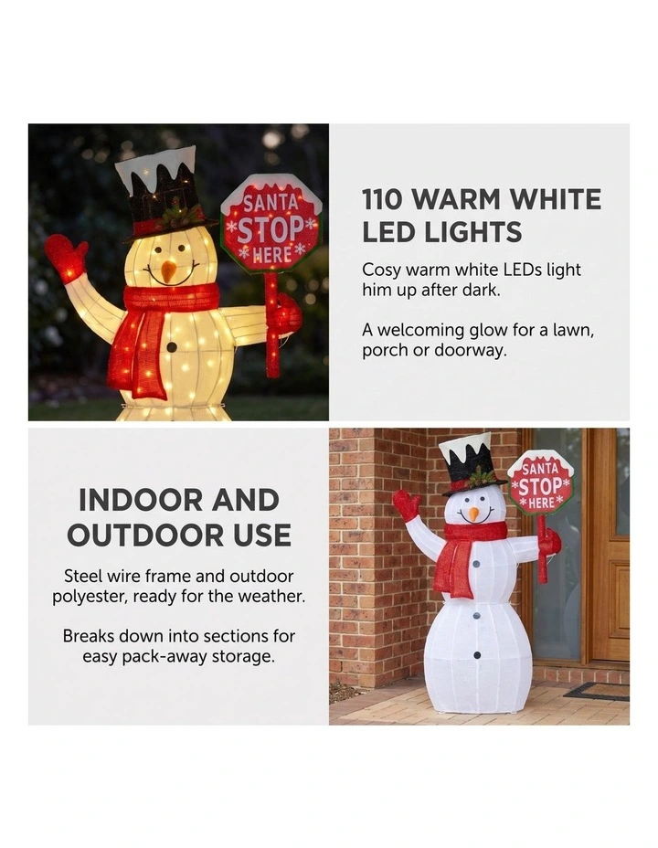 Christabelle 1.21m Snowman Christmas Light Up Display LED Santa image 4