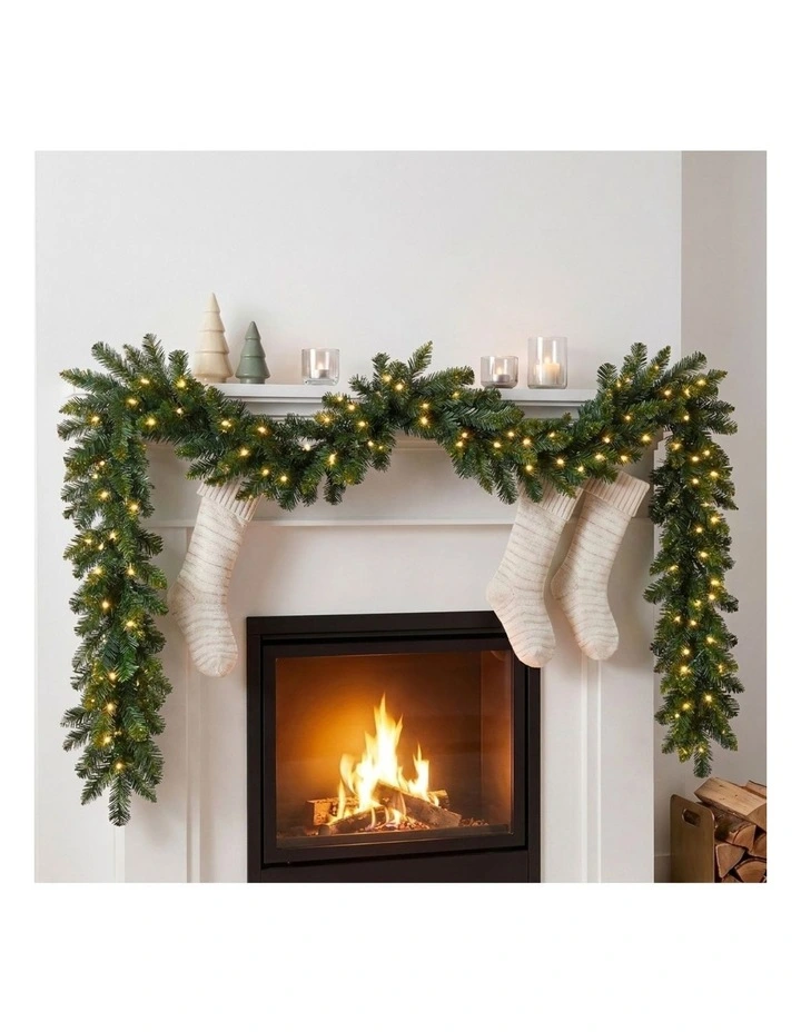 Christabelle 2.74m Highland Pine Christmas Garland Pre Lit Warm White LED image 3