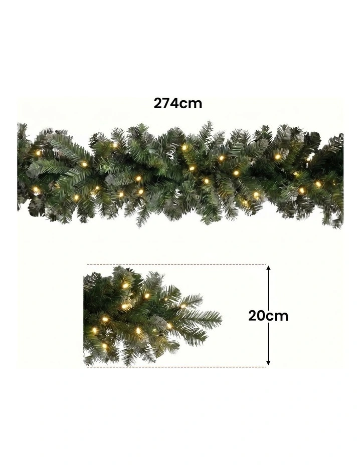 Christabelle 2.74m Highland Pine Christmas Garland Pre Lit Warm White LED image 4