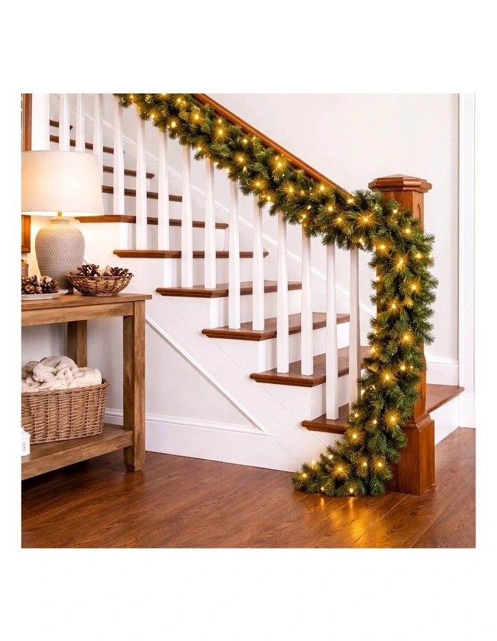 Christabelle 2.74m Highland Pine Christmas Garland Pre Lit Warm White LED image 7