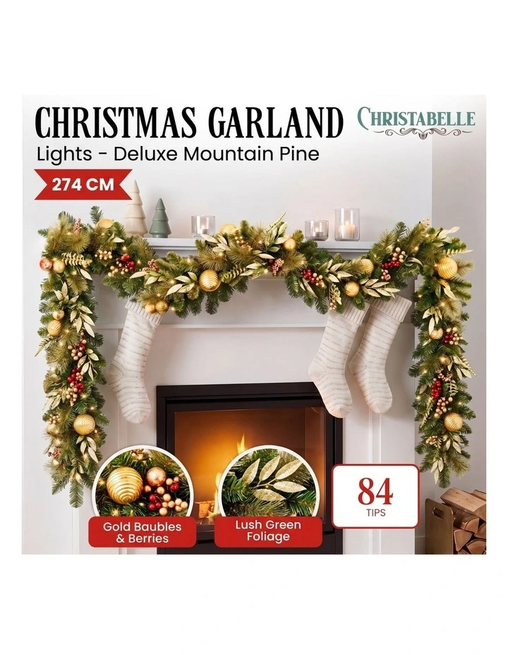 Christabelle 2.74m Deluxe Mountain Pine Christmas Garland Pre Lit image 7