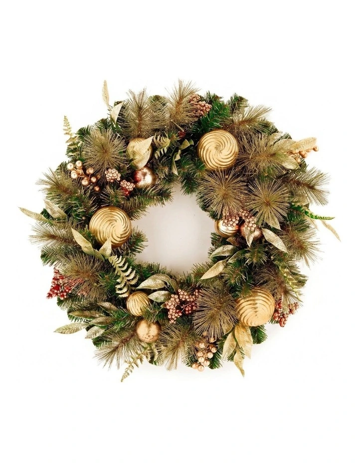 Christabelle 61cm Deluxe Mountain Pine Christmas Wreath Pre Lit Multi Function LED Timer image 4