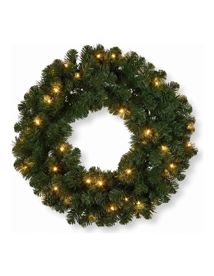 Christabelle 61cm Highland Pine Christmas Wreath Pre Lit Warm White LED Artificial Decoration image 3