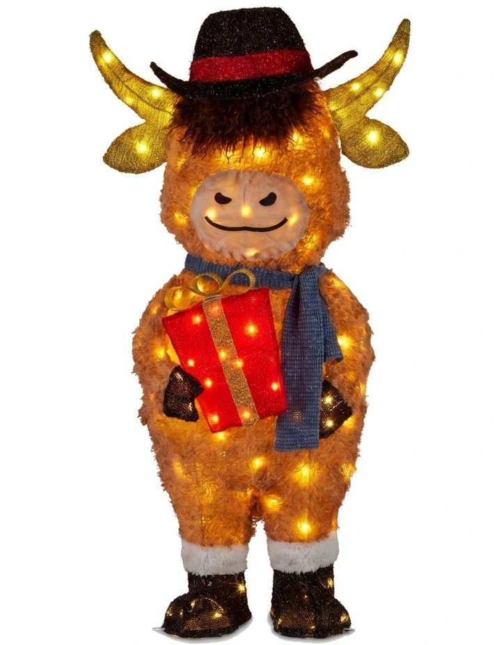 Christabelle 96cm Highland Cow Christmas Light Up Display LED image 1