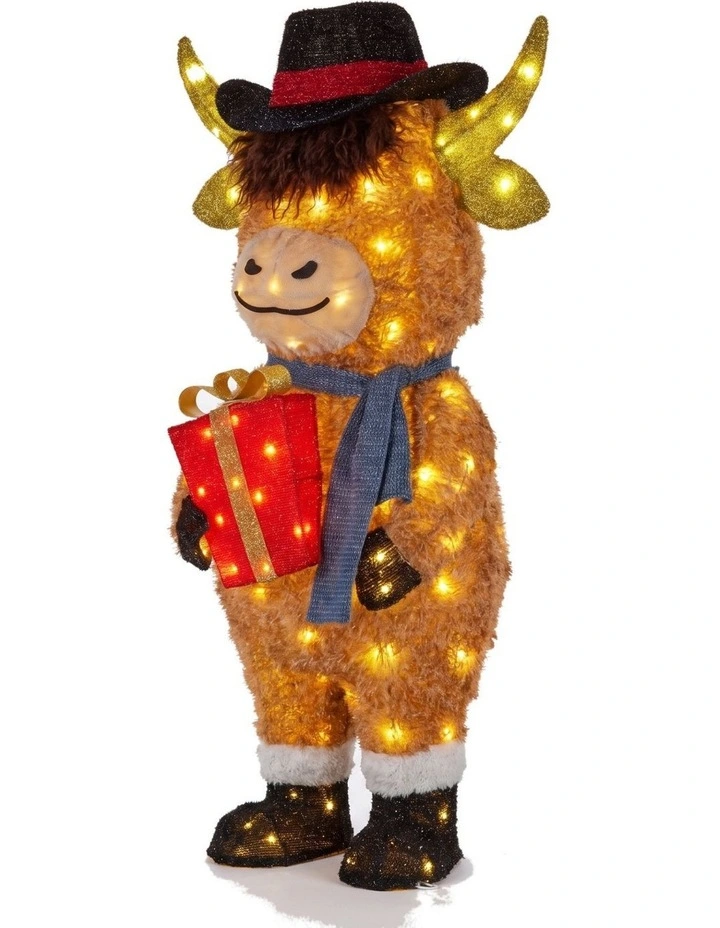 Christabelle 96cm Highland Cow Christmas Light Up Display LED image 4