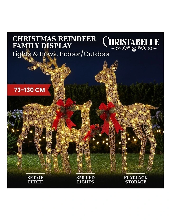 Christabelle 3 Reindeer Family Christmas Light Up Display 1.3m LED image 2