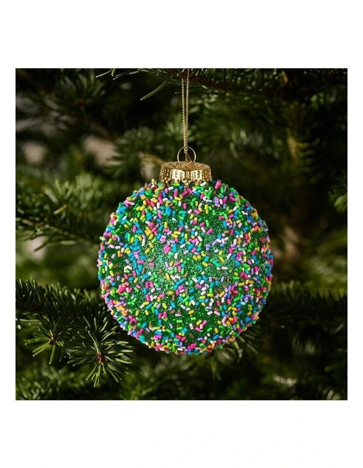 Christabelle 6 Beaded Glass Christmas Baubles Assorted 10cm Decorations Hanging Ornaments Set image 4