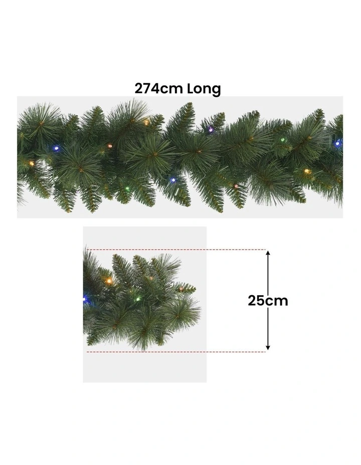 Christabelle 2.7m Christmas Garland  LED Lights Dorset Pine Mantle Decoration image 2
