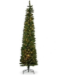 Christabelle 2.3m 7.5ft Pencil Pine Christmas Tree Pre Lit Multi Function LED Slim Artificial