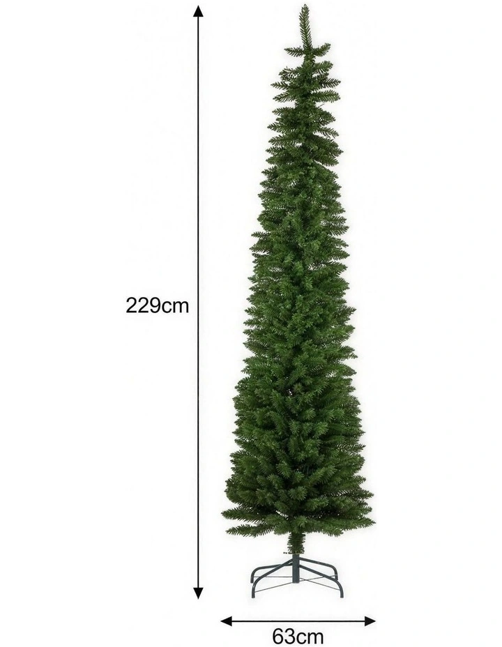 Christabelle 2.3m 7.5ft Pencil Pine Christmas Tree Pre Lit Multi Function LED Slim Artificial image 2