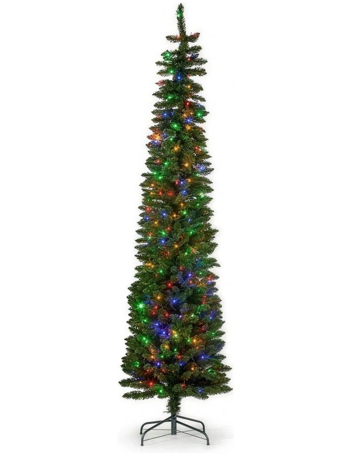 Christabelle 2.3m 7.5ft Pencil Pine Christmas Tree Pre Lit Multi Function LED Slim Artificial image 3