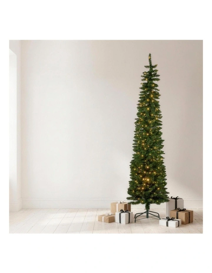 Christabelle 2.3m 7.5ft Pencil Pine Christmas Tree Pre Lit Multi Function LED Slim Artificial image 5