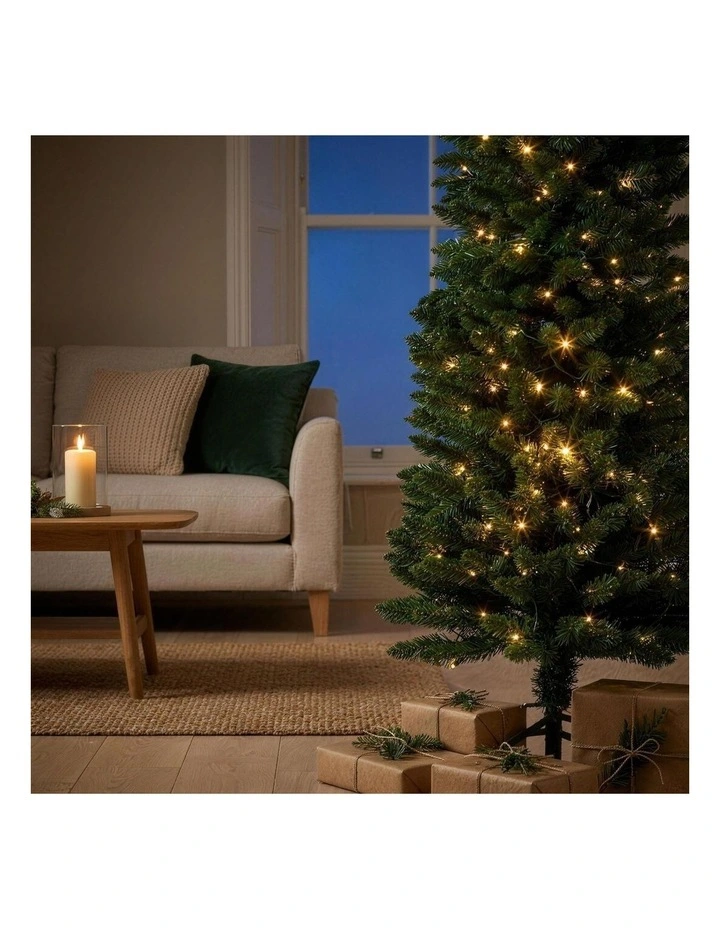 Christabelle 2.3m 7.5ft Pencil Pine Christmas Tree Pre Lit Multi Function LED Slim Artificial image 6