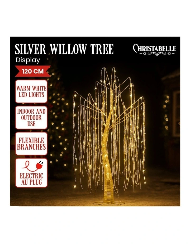 Christabelle Silver Willow Tree 120cm Christmas Display Warm LED Lights image 4