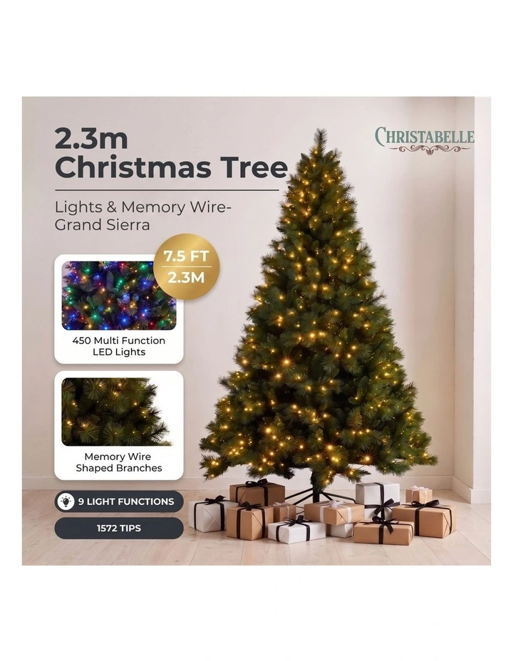 Christabelle 2.3m 7.5ft Grand Sierra Christmas Tree Pre Lit Multi Function LED Memory Wire image 6