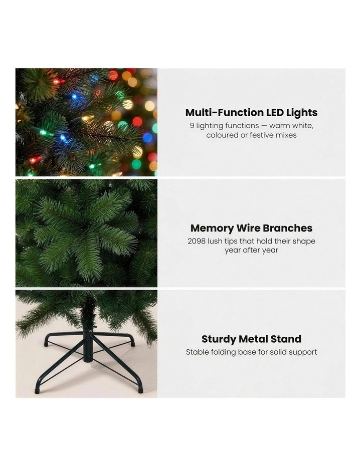Christabelle 2.7m 9ft Grand Sierra Christmas Tree Pre Lit Multi Function LED Memory Wire image 6