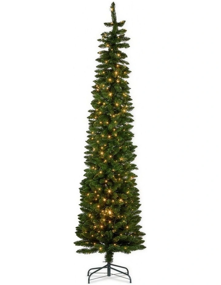 Christabelle 1.8m 6ft Pencil Pine Christmas Tree Pre Lit Multi Function LED Slim Artificial image 1