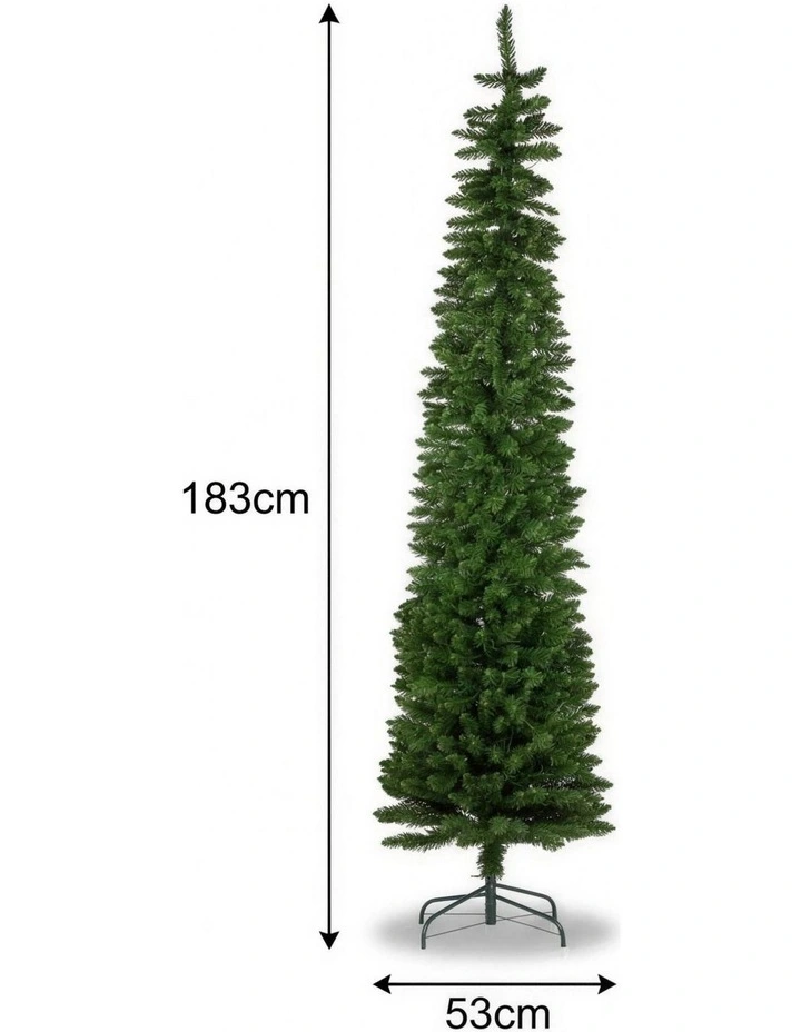 Christabelle 1.8m 6ft Pencil Pine Christmas Tree Pre Lit Multi Function LED Slim Artificial image 2