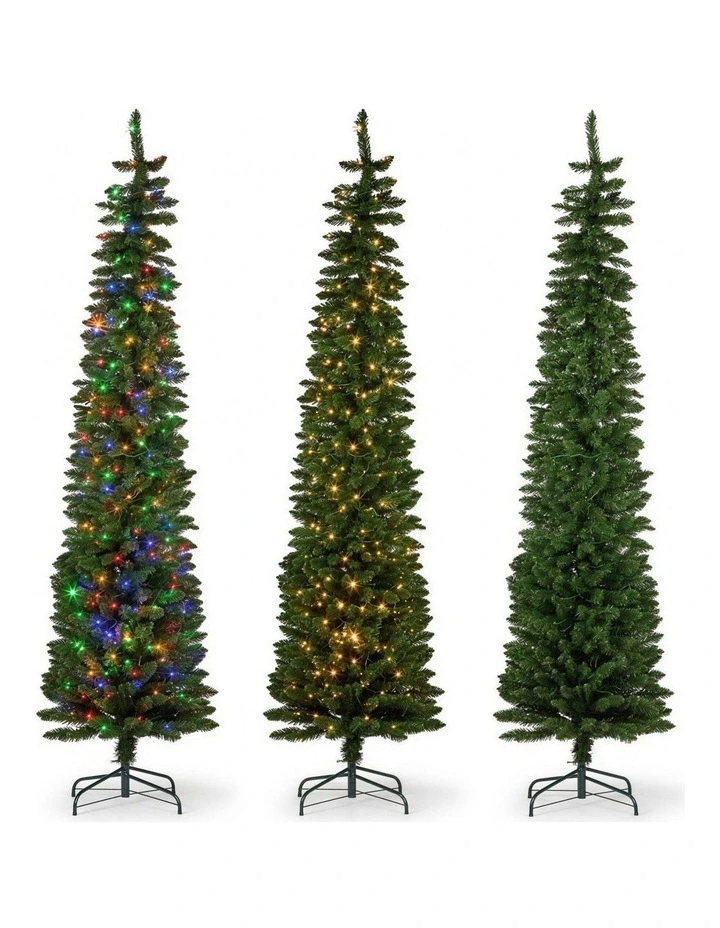 Christabelle 1.8m 6ft Pencil Pine Christmas Tree Pre Lit Multi Function LED Slim Artificial image 4