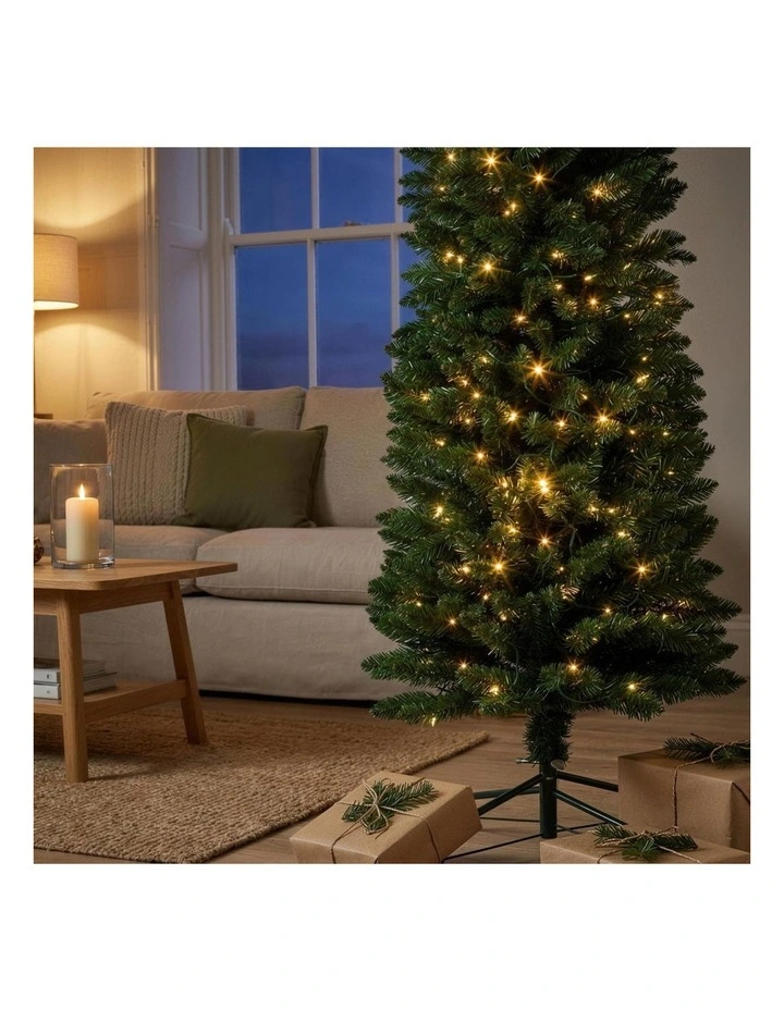 Christabelle 1.8m 6ft Pencil Pine Christmas Tree Pre Lit Multi Function LED Slim Artificial image 6