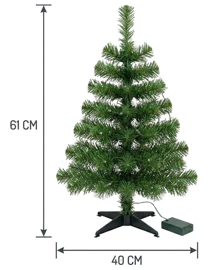 Christabelle 61cm 2ft Highland Pine Christmas Tree Pre Lit Warm White LED Timer Tabletop image 3