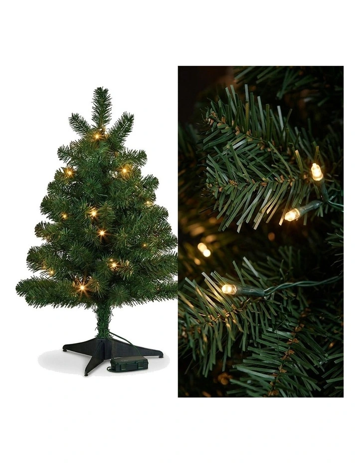 Christabelle 61cm 2ft Highland Pine Christmas Tree Pre Lit Warm White LED Timer Tabletop image 4