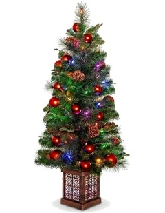 Christabelle 1.2m 4ft Sable Fir Potted Christmas Tree Pre Lit Multi Function LED Artificial