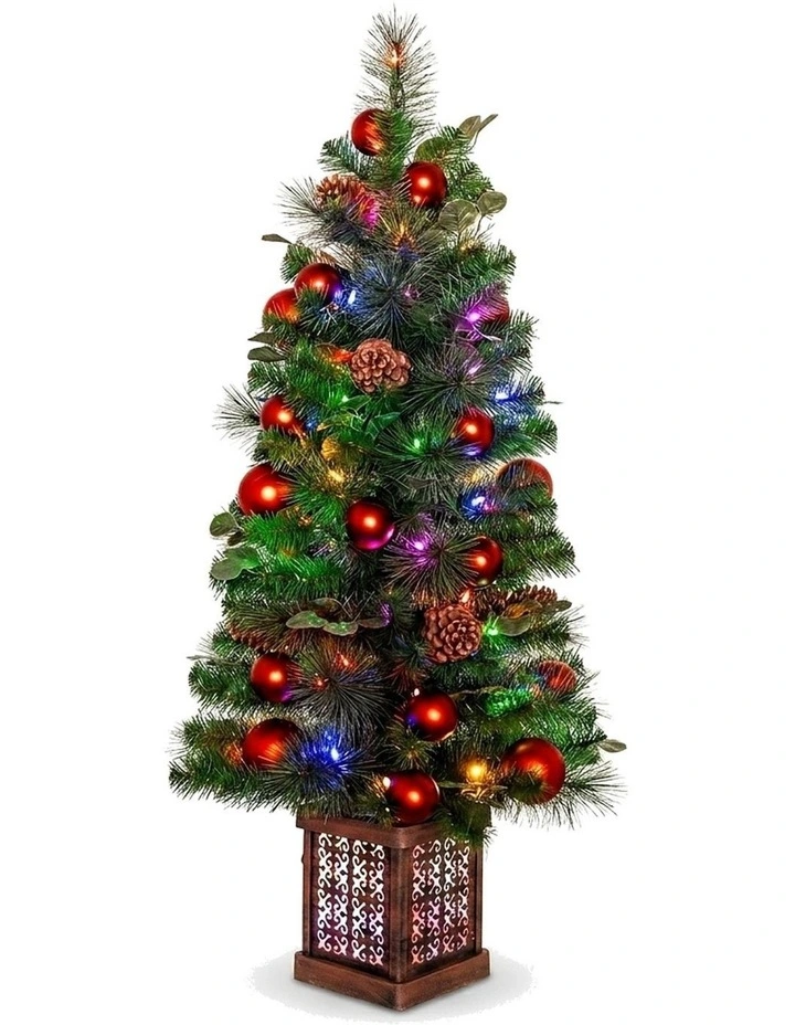 Christabelle 1.2m 4ft Sable Fir Potted Christmas Tree Pre Lit Multi Function LED Artificial image 1