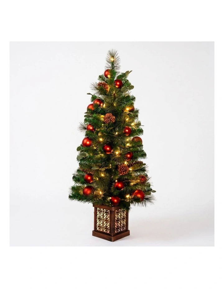 Christabelle 1.2m 4ft Sable Fir Potted Christmas Tree Pre Lit Multi Function LED Artificial image 2