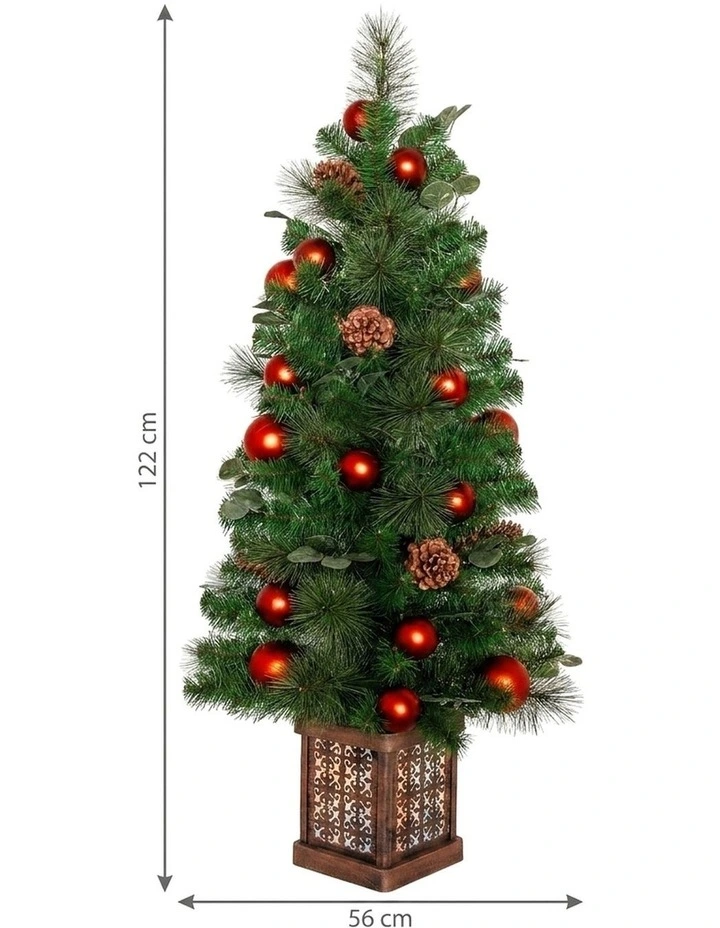 Christabelle 1.2m 4ft Sable Fir Potted Christmas Tree Pre Lit Multi Function LED Artificial image 3