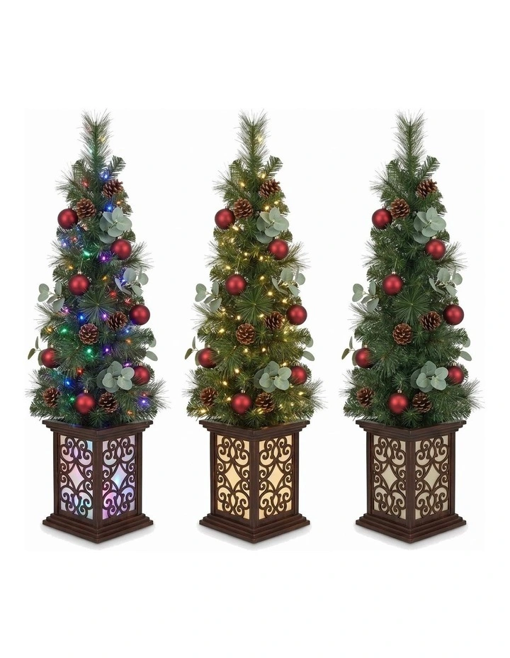 Christabelle 1.2m 4ft Sable Fir Potted Christmas Tree Pre Lit Multi Function LED Artificial image 4