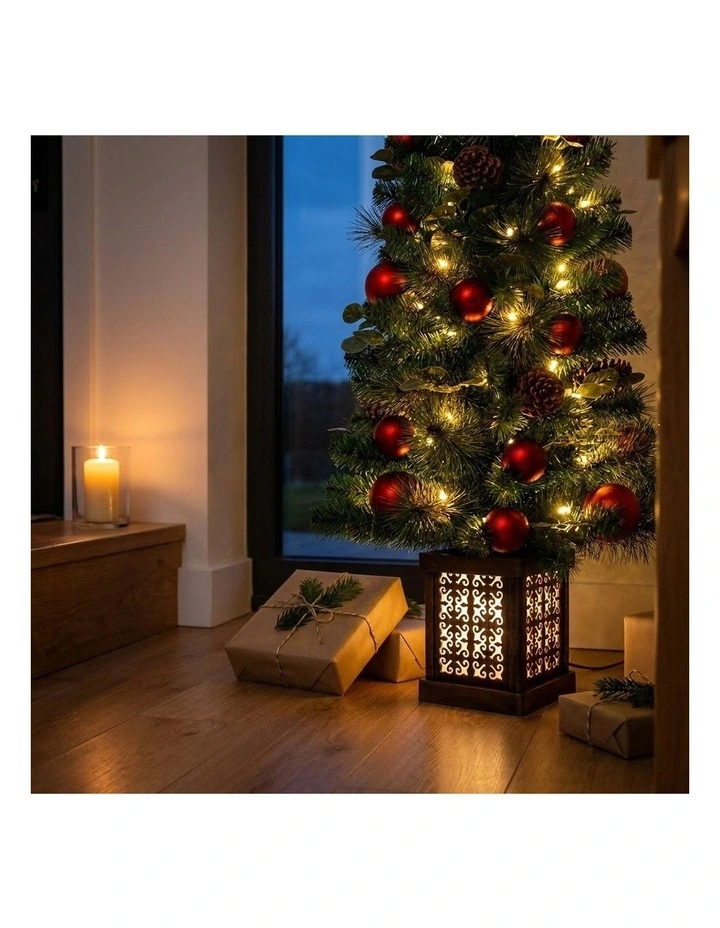Christabelle 1.2m 4ft Sable Fir Potted Christmas Tree Pre Lit Multi Function LED Artificial image 7