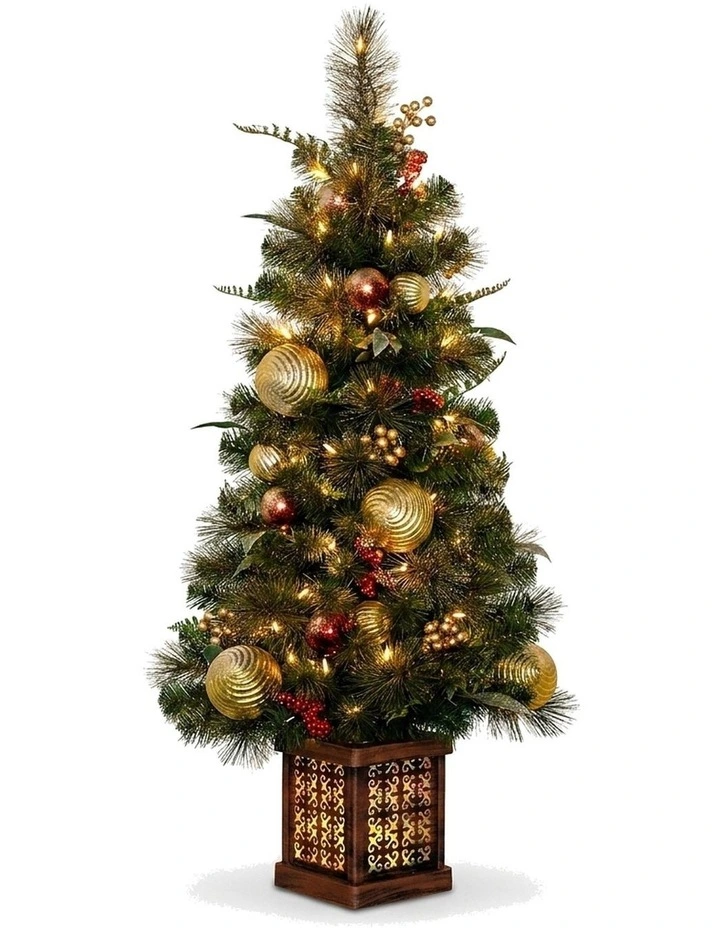 Christabelle 1.2m 4ft Deluxe Mountain Pine Potted Christmas Tree Pre Lit Multi Function LED image 1
