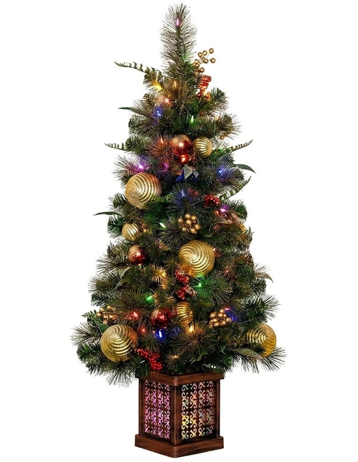 Christabelle 1.2m 4ft Deluxe Mountain Pine Potted Christmas Tree Pre Lit Multi Function LED image 2