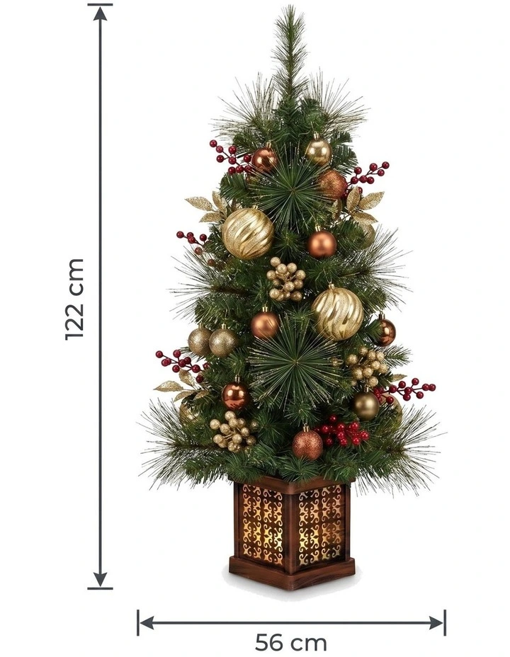 Christabelle 1.2m 4ft Deluxe Mountain Pine Potted Christmas Tree Pre Lit Multi Function LED image 3