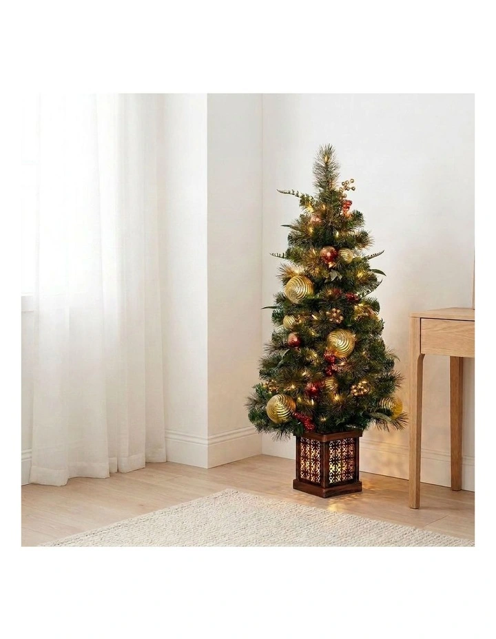 Christabelle 1.2m 4ft Deluxe Mountain Pine Potted Christmas Tree Pre Lit Multi Function LED image 5