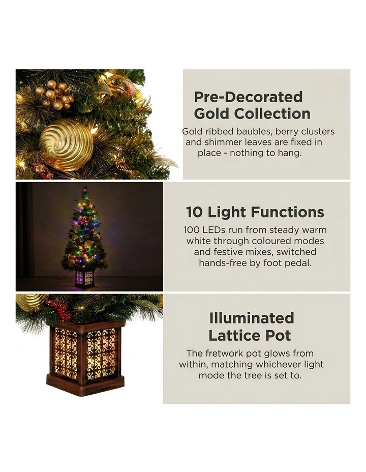 Christabelle 1.2m 4ft Deluxe Mountain Pine Potted Christmas Tree Pre Lit Multi Function LED image 7