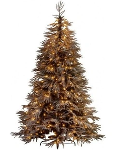 Christabelle 2.3m 7.5ft Midnight Snow Christmas Tree Pre Lit Warm White LED Black Foliage