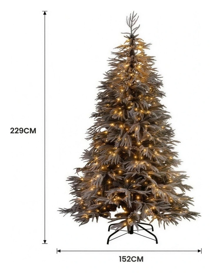 Christabelle 2.3m 7.5ft Midnight Snow Christmas Tree Pre Lit Warm White LED Black Foliage image 3