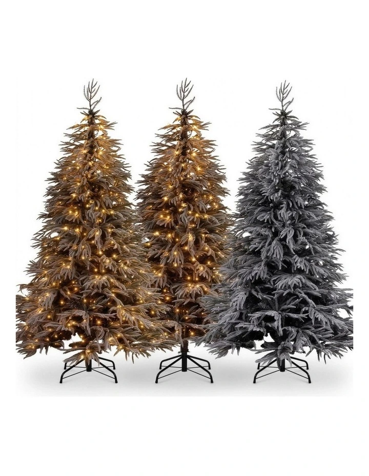 Christabelle 2.3m 7.5ft Midnight Snow Christmas Tree Pre Lit Warm White LED Black Foliage image 4