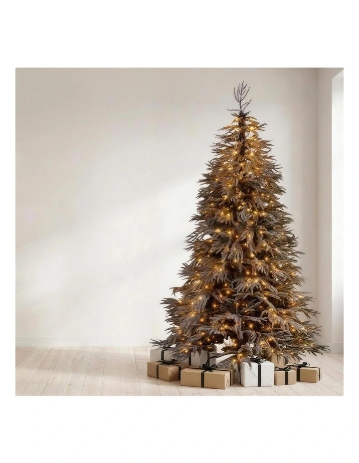 Christabelle 2.3m 7.5ft Midnight Snow Christmas Tree Pre Lit Warm White LED Black Foliage image 5