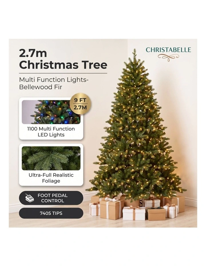 National Tree Company 9ft 2.7m Bellewood Fir Pre-Lit Artificial Christmas Tree Multi-Function LED image 6