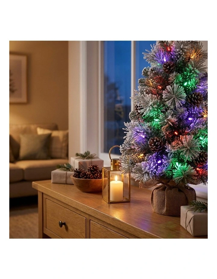 Christabelle 61cm 2ft Alpine Snow Potted Christmas Tree Pre Lit LED Pinecone Hessian Tabletop image 6